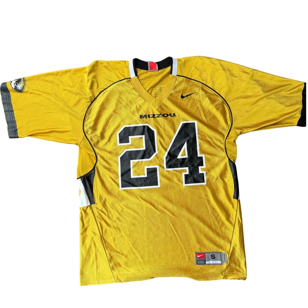 Nike Team Mizzou Missouri Tigers #24 Mens Football Jersey Gold Black Size Small